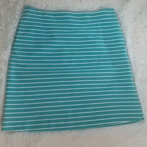 TALBOTS Petites Aqua & White Stripe Skirt 10 10P